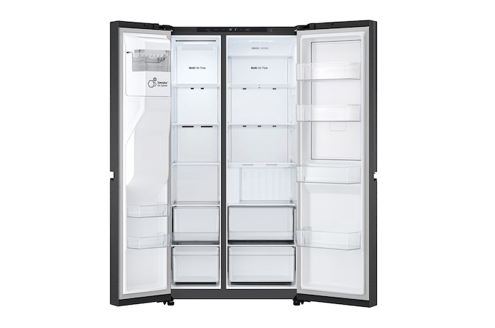 LG Side-by-Side mit Eis-, Crushed Ice- und Wasserspender | 638 Liter Kapazität | Festwasseranschluss | Metallic Black | GSJC40EPPE, GSJC40EPPE