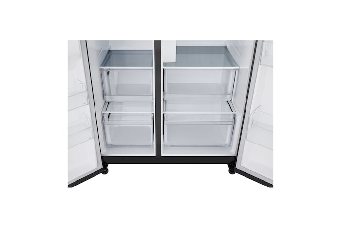 LG Side-by-Side mit Eis-, Crushed Ice- und Wasserspender | 638 Liter Kapazität | Festwasseranschluss | Metallic Black | GSJC40EPPE, GSJC40EPPE