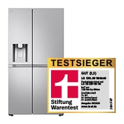 Vorderseite von Side-by-Side Kühlschrank (EEK B, 623L, 179 cm hoch) mit Eis-, Crushed Ice- und Wasserspender & internem Wassertank | GSLE91MBAB GSLE91MBAB