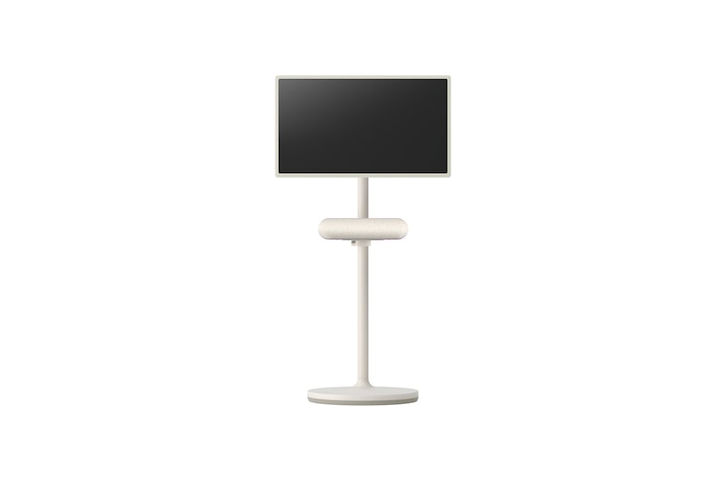 Front view of the speaker attached to LG StanbyME. The screen is set to horizontal mode.