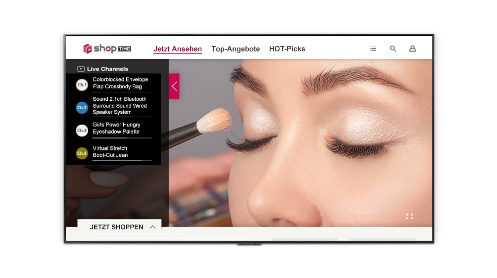 Shop live image showing makeup tutorial.