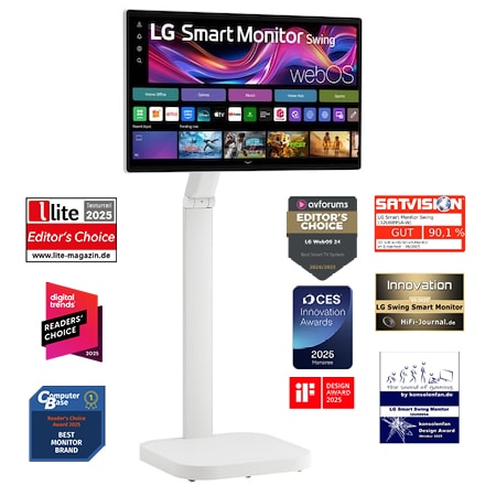 LG Smart Monitor Swing 31,5 " 4KUHD IPSSmart Monitor mit Touchscreen und Standfuß mit Rollen 32U889SAW