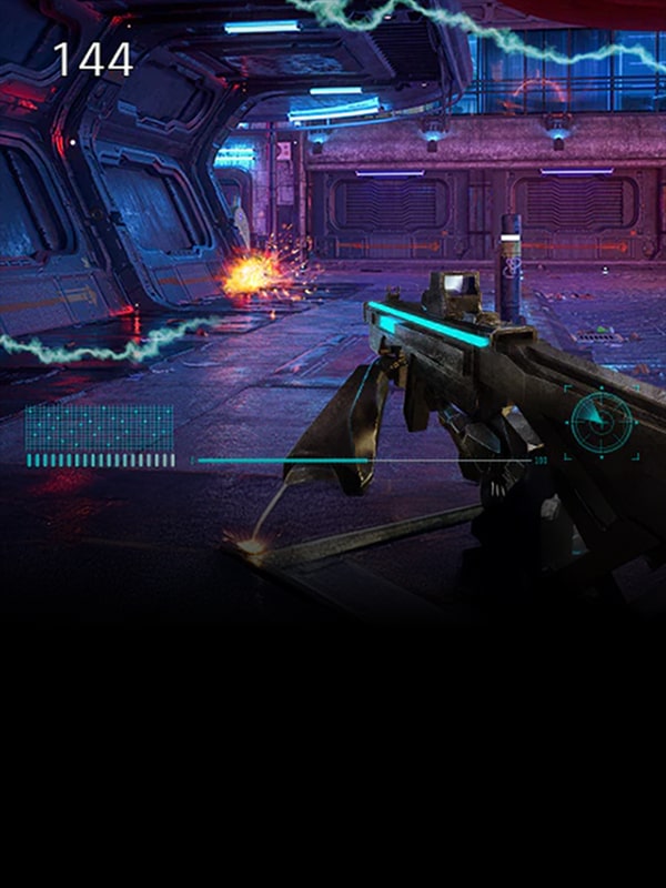 LG Gaming-Monitor mit Framerate-Anzeige auf dem Bildschirm illustriert die FPS Counter-Funktion.