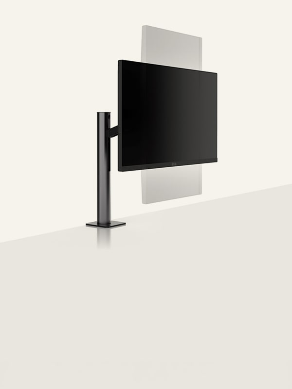 LG Monitorstandfuss-Diagramm, das die aufrechte Drehung des Bildschirms zeigt, illustriert Pivot.
