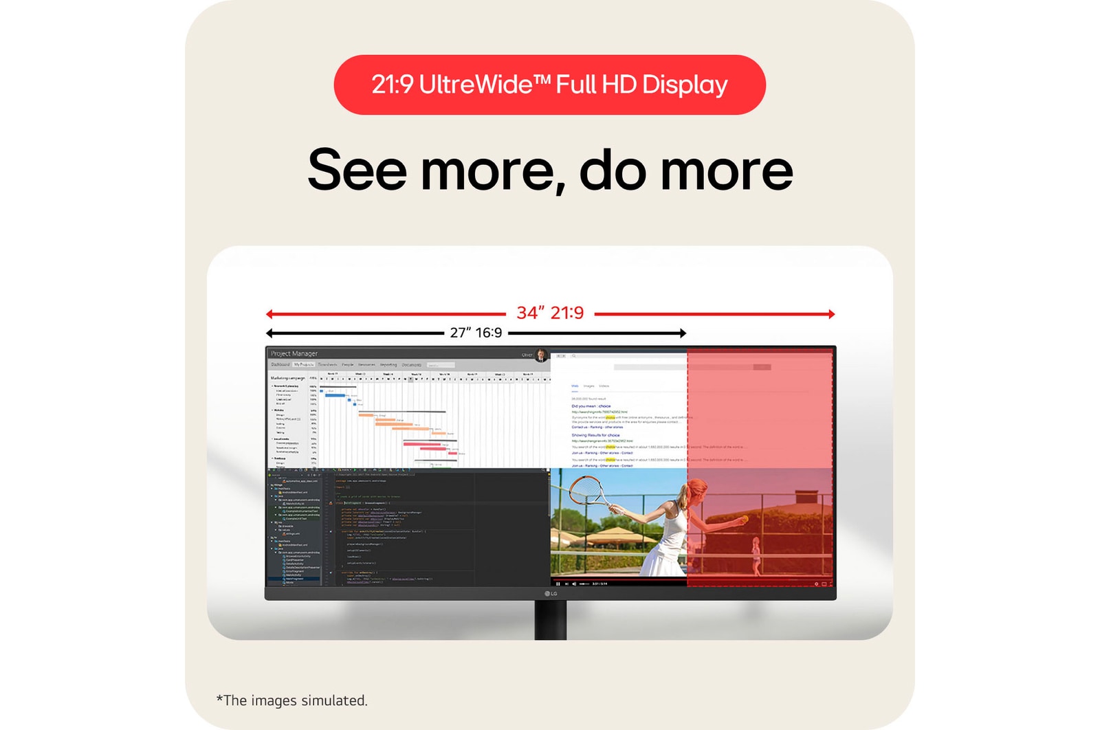LG 34 Zoll UltraWide 21:9 WFHD (2.560 x 1.080) IPS-Display, 34U511A-B