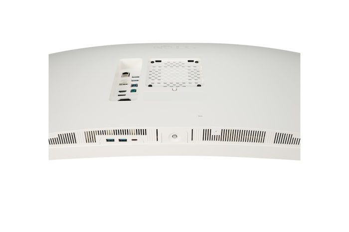 side view of the monitor moving downwards for height adjustment