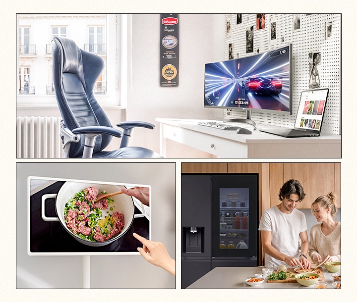 Drei Panelbilder mit LG-Geräten