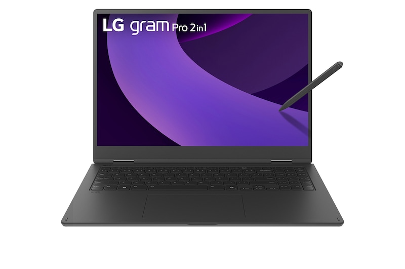 Vorderansicht mit Tastatur und Schreibstift
