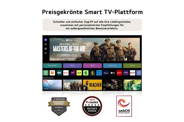 Nahaufnahme der ultra-schlanken Oberkante des LG OLED M4