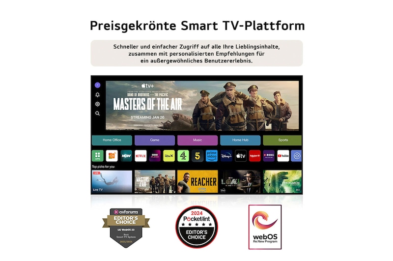 Nahaufnahme der ultra-schlanken Oberkante des LG OLED M4