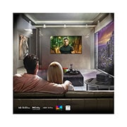 Leicht angewinkelte Nahaufnahme der Zero Connect Box mit dem LG OLED-Logo an der Kante