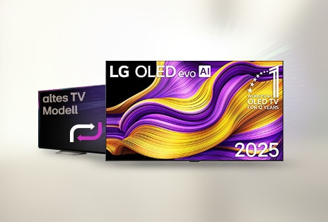 LG TV trade-in promotion: upgrade from an old TV to the 2025 LG OLED evo AI model.