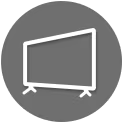 Vorderansicht des QNED-Bildschirms, der ein Durcheinander von regenbogenfarbenen Luftballons zeigt. Oben auf dem Fernseher steht „Vorderseite“. Der mittlere Bereich des Bildschirms wird in einem separaten kreisförmigen Bereich hervorgehoben.