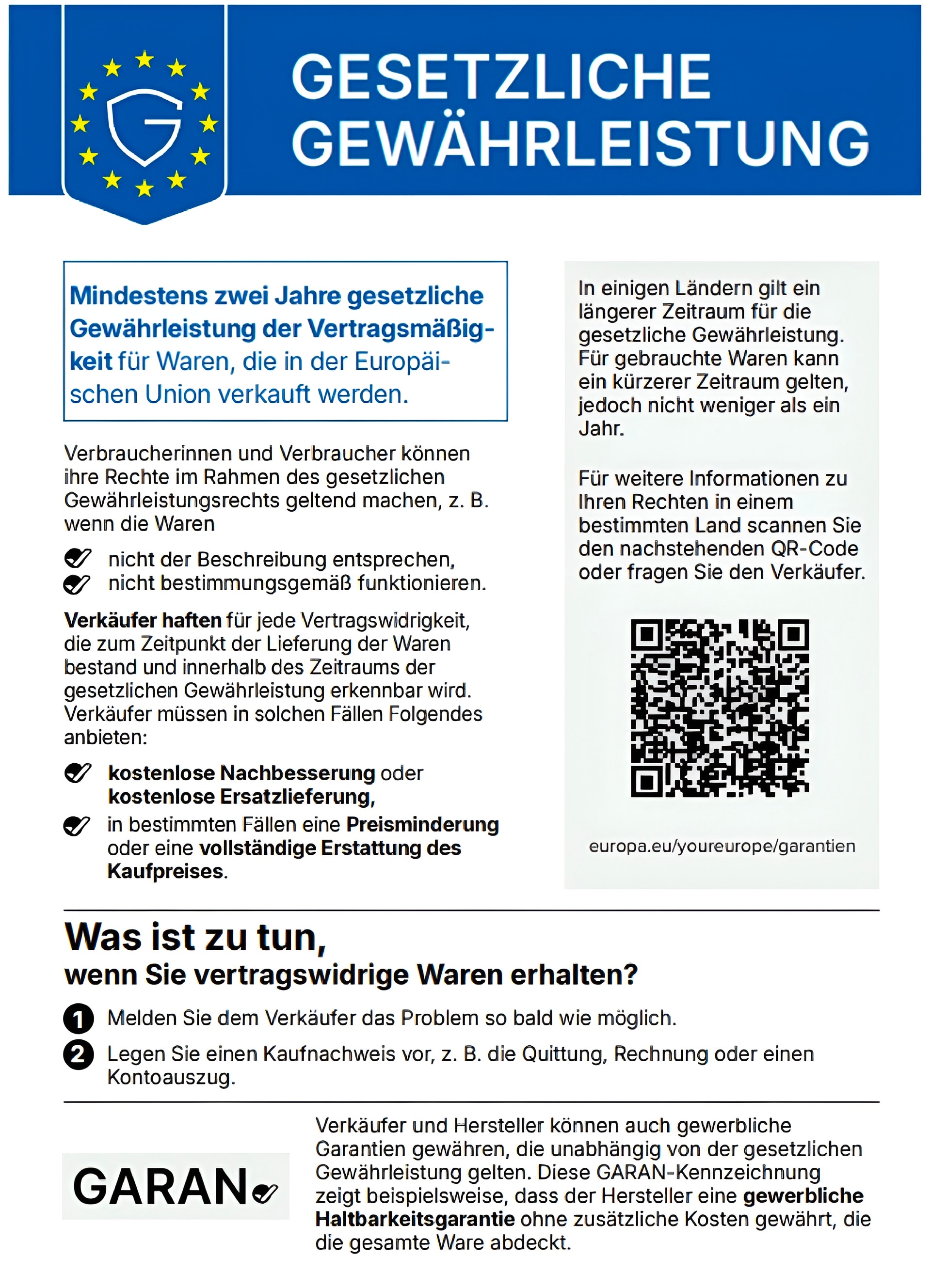 Gesetzliche Gewährleistung