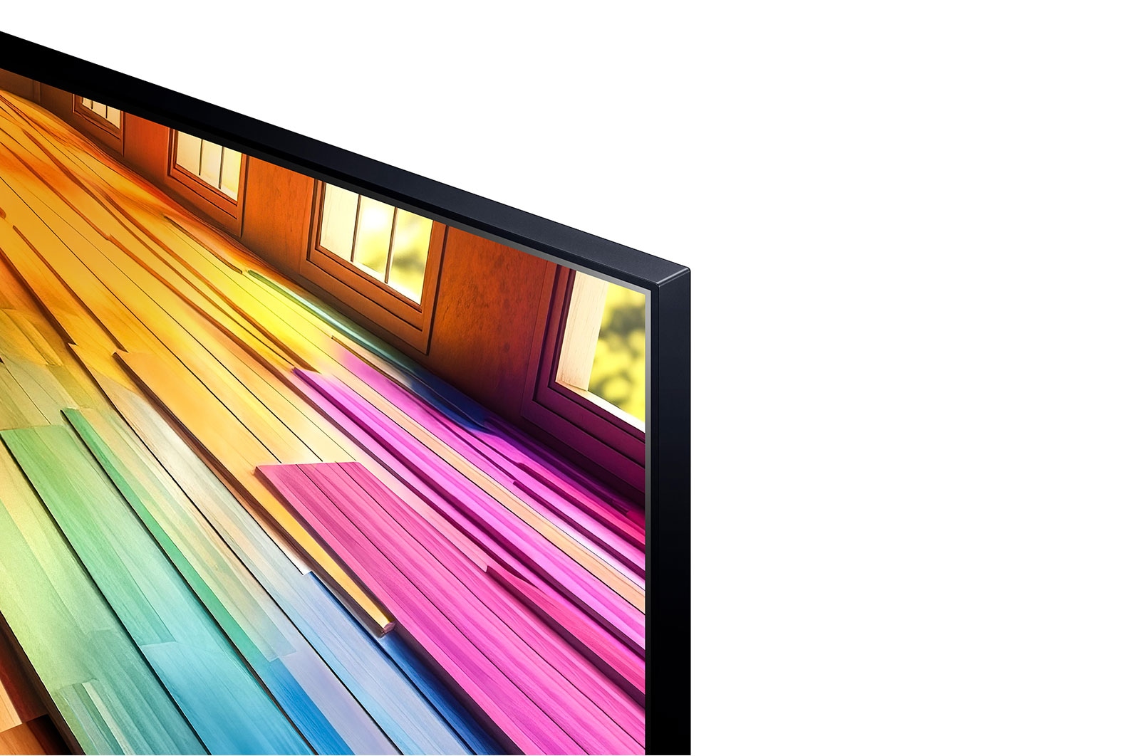 Nahaufnahme der Oberkante des LG UHD TV UT80