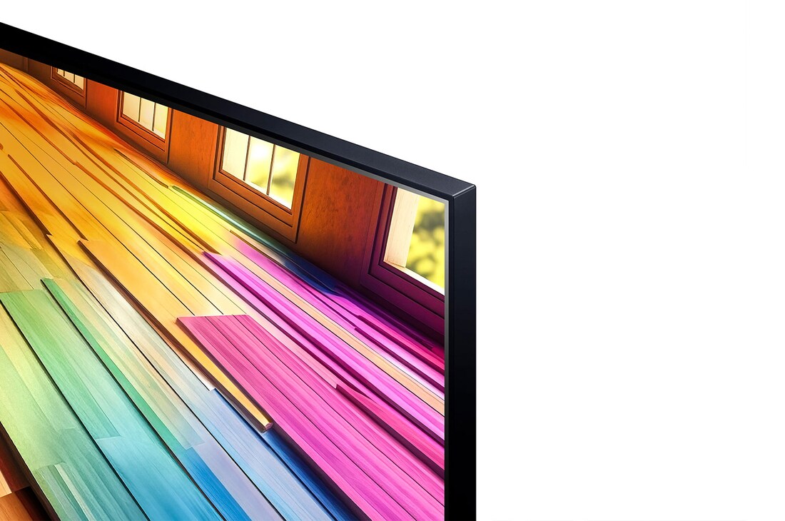 Nahaufnahme der Oberkante des LG UHD TV UT80