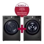 LG Schwarze Waschmaschine (8 kg, 1.400 U./Min.) und Trockner (8kg) im Set | F4WV708P2BA.RT80V9B, F4WV708P2BA.RT80V9B