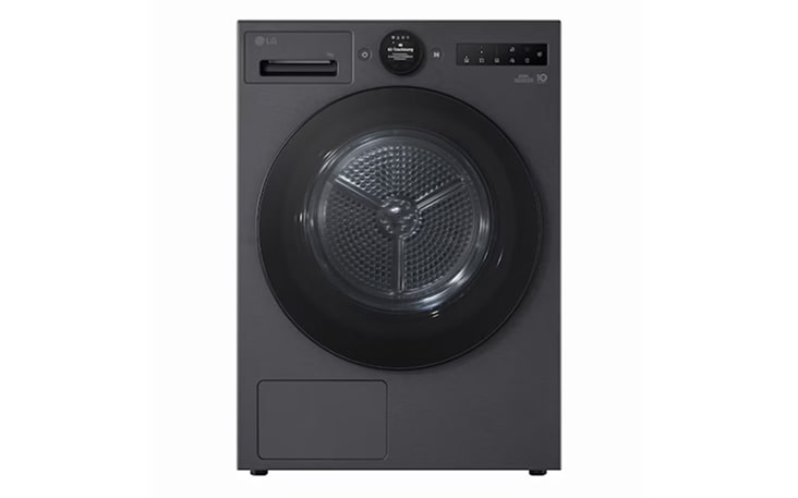Bild der Vorderseite des weißen LG-Wärmepumpentrockners