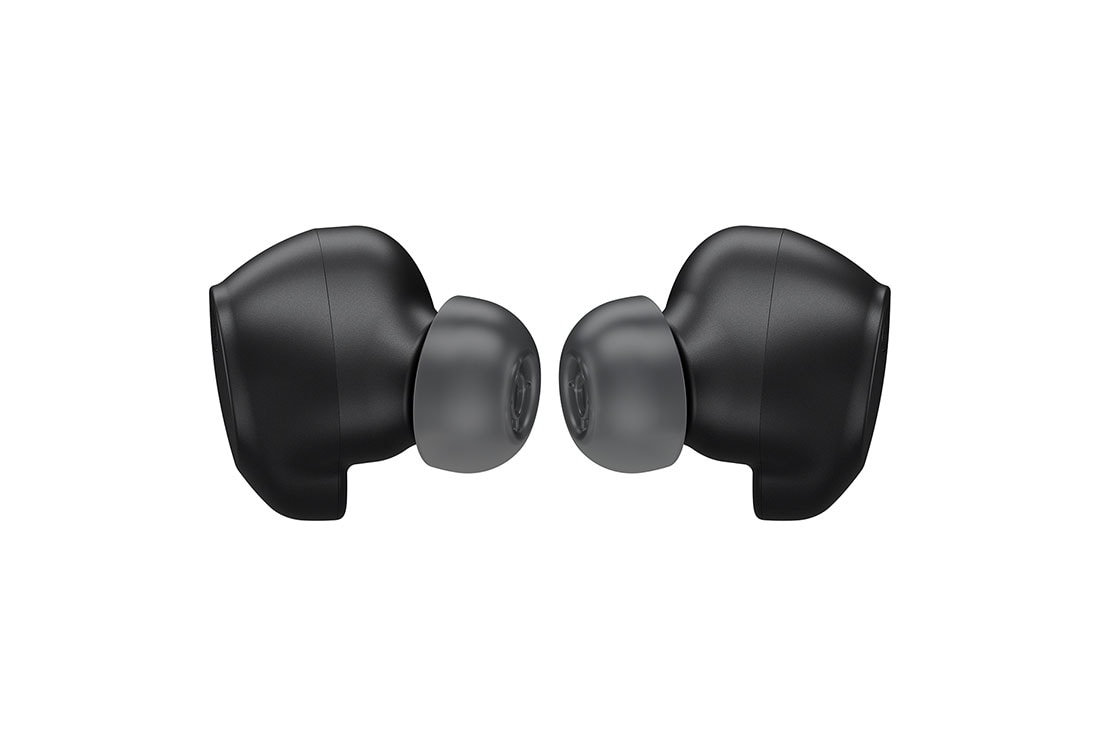 The two earbud tips are facing each other.