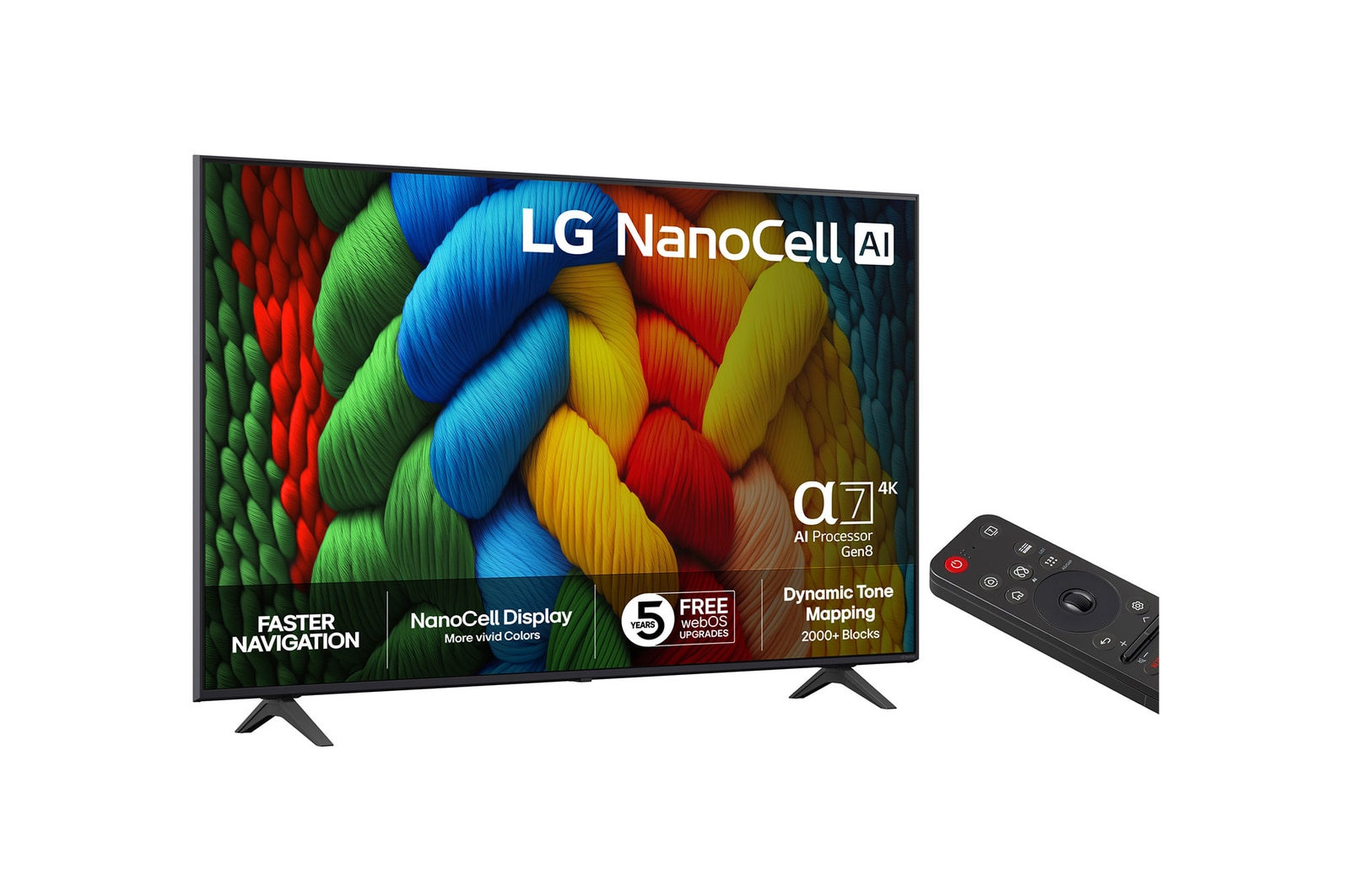 Visning bagfra af LG NanoCell NANO80 TV.
