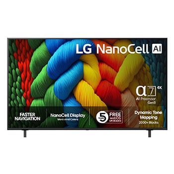 75” LG NanoCell AI NANO80 4k Smart TV 2025 Front view 