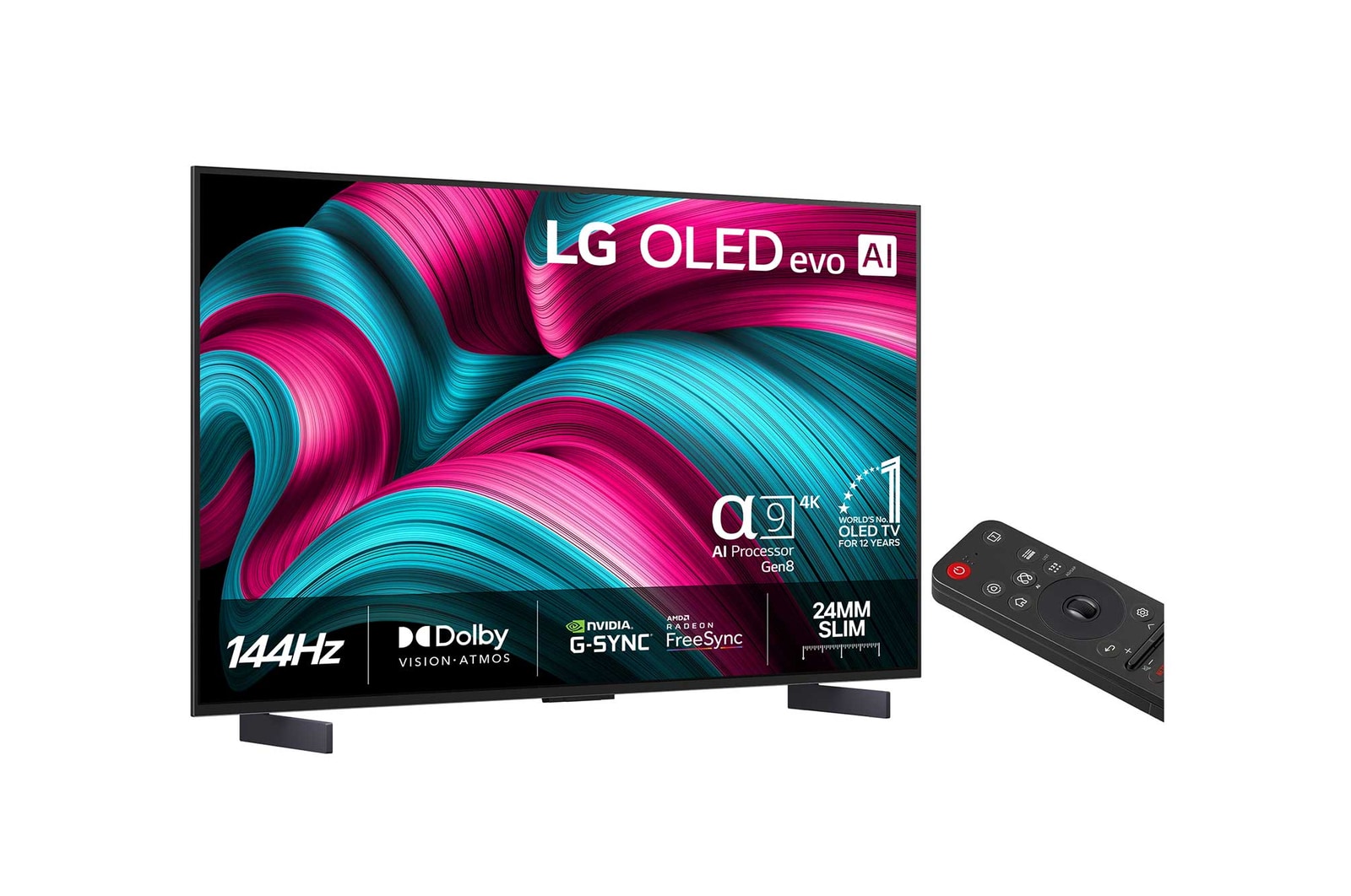 Visning bagfra af LG OLED evo AI C5 4K Smart TV.