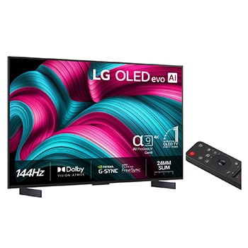 Visning bagfra af LG OLED evo AI C5 4K Smart TV.
