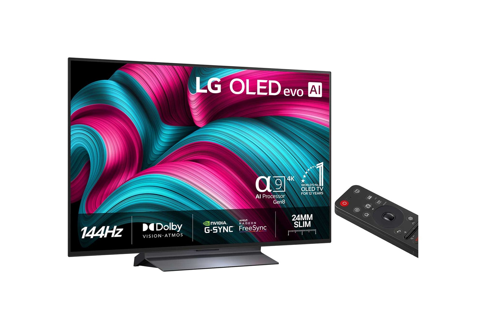 Visning bagfra af LG OLED evo AI C5 4K Smart TV.