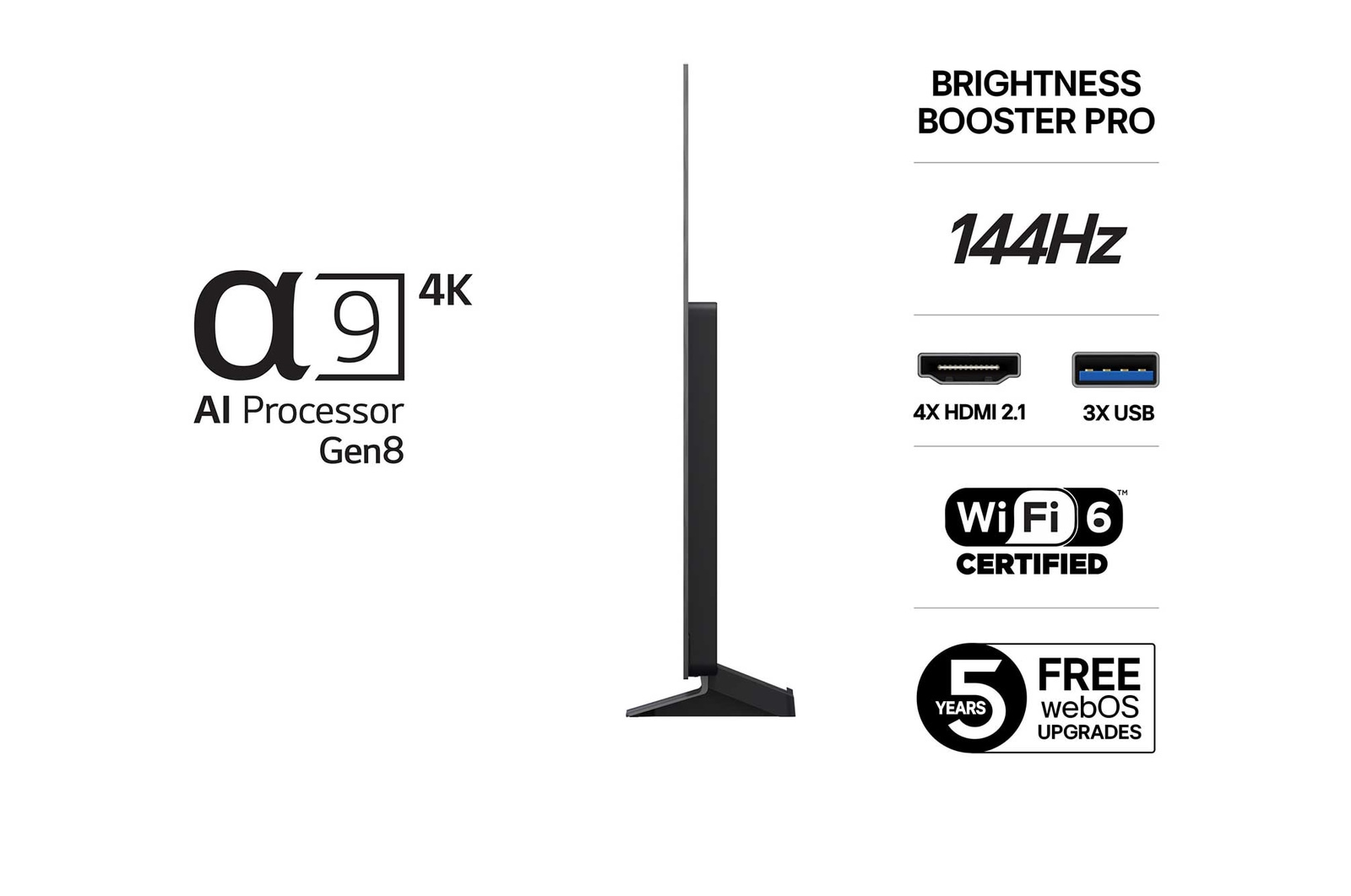 Visning bagfra af LG OLED evo AI C5 4K Smart TV.