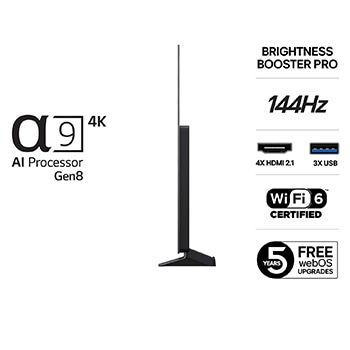 Visning bagfra af LG OLED evo AI C5 4K Smart TV.