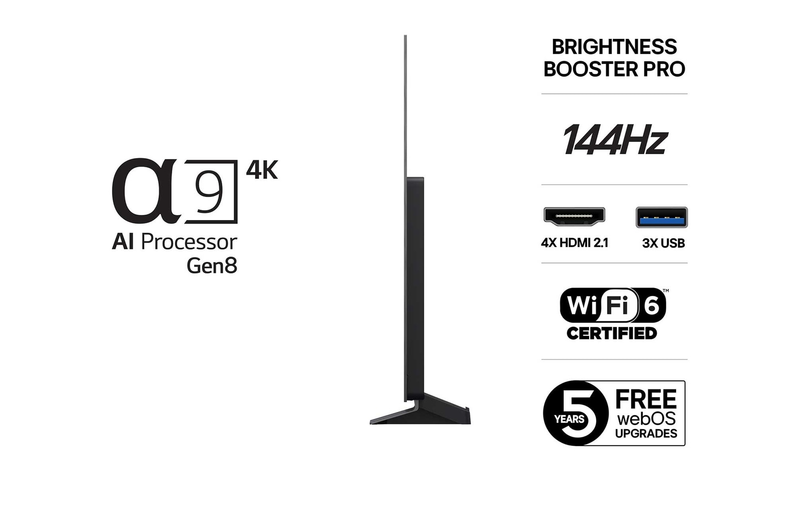 Visning bagfra af LG OLED evo AI C5 4K Smart TV.