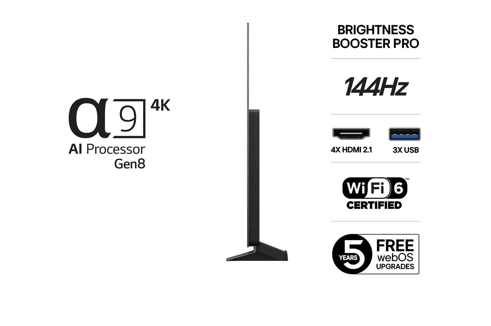 Visning bagfra af LG OLED evo AI C5E 4K Smart TV.