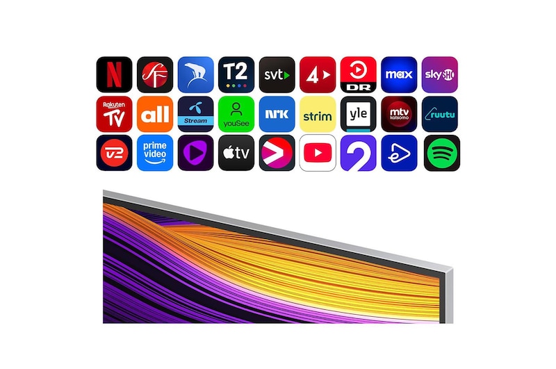 alpha 11 AI Processor Gen2 mod en mørk baggrund. Den gløder med lilla og blåt lys, som oplyser mikrochip-kredsløbene, der omgiver den, indefra. Titlen beskriver, hvordan processoren er dedikeret til, at LG OLED evo kan levere 4K-kvalitet, betagende farver og lysstyrke med præcision på pixelniveau. Ydeevnestatistik er synlig. 6,7 gange bedre AI-neural behandling, NPU. 2,2 gange hurtigere operationer, CPU. 3,6 gange bedre grafik, GPU.