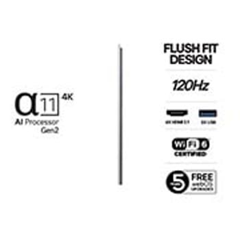 Visning fra siden af LG OLED evo AI G5 4K Smart TV.