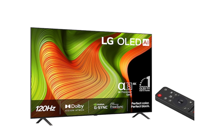 Visning bagfra af LG OLED AI B5 4K Smart TV.