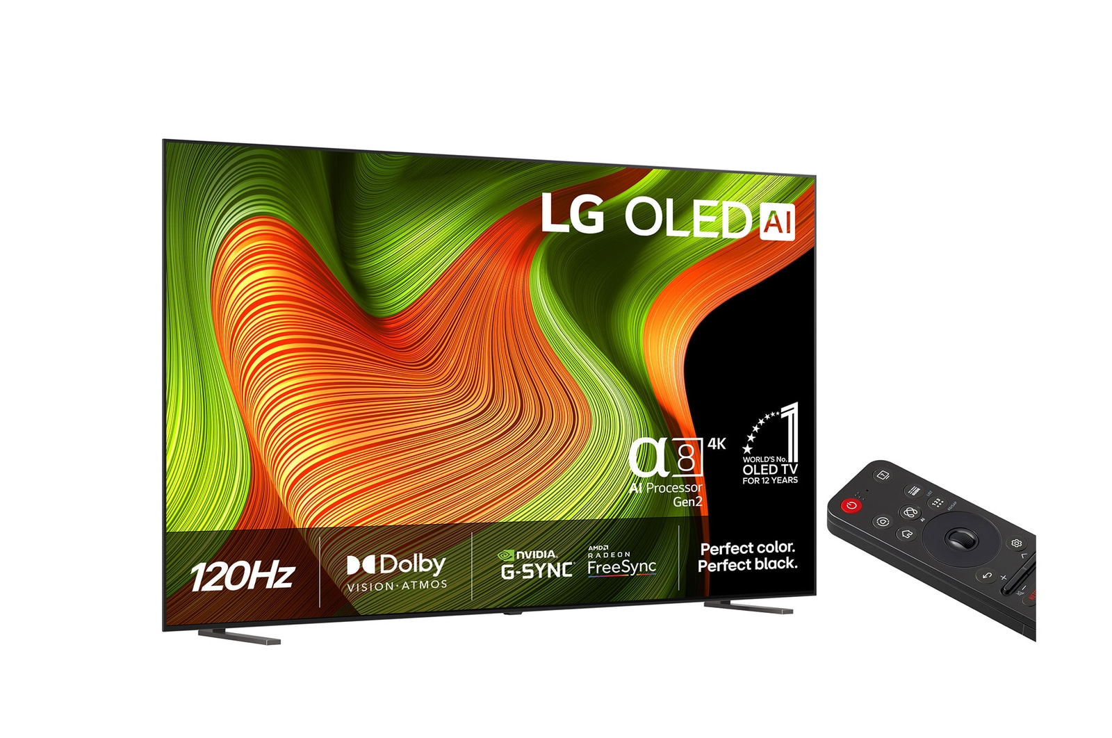 Visning bagfra af LG OLED AI B5 4K Smart TV.