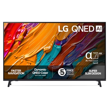 Visning forfra af LG 55" QNED AI QNED7E 4K Smart TV 2025 55QNED7EA6B