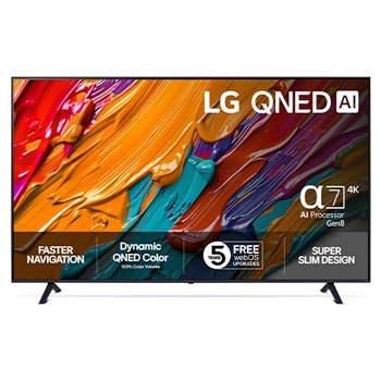 Visning forfra af LG 65" QNED AI QNED7E 4K Smart TV 2025 65QNED7EA6B