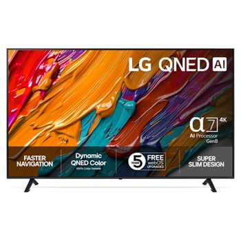 Visning forfra af LG 86" QNED AI QNED7E 4K Smart TV 2025 86QNED7EA6B