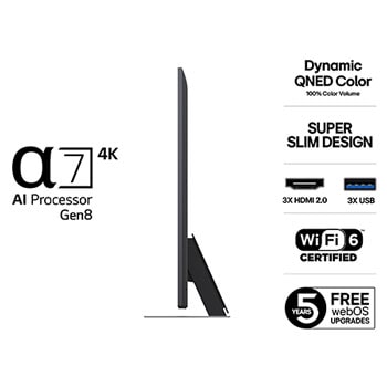 Visning bagfra af LG QNED81 TV