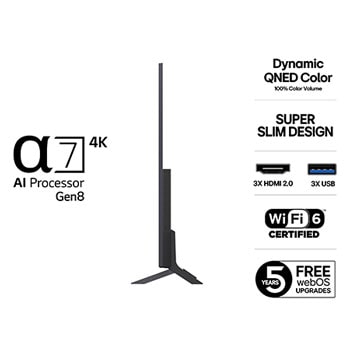 Visning bagfra af LG QNED82 TV