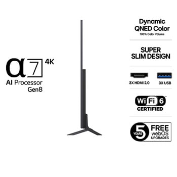 Visning bagfra af LG QNED82 TV