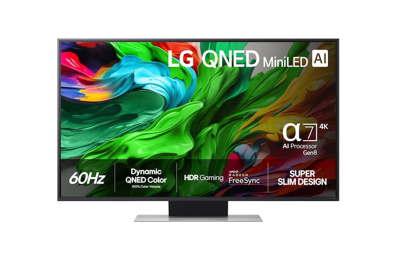 Visning forfra af LG 50" QNED AI QNED86 4K Smart TV 2025 50QNED86A6C