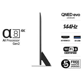 Visning bagfra af LG QNED evo QNED85 TV