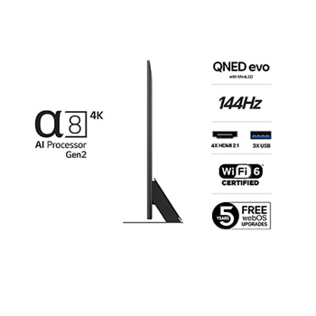 Visning bagfra af LG QNED evo QNED85 TV