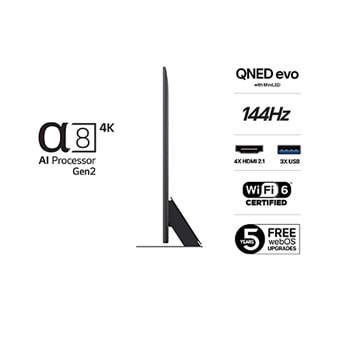 Visning bagfra af LG QNED evo QNED85 TV