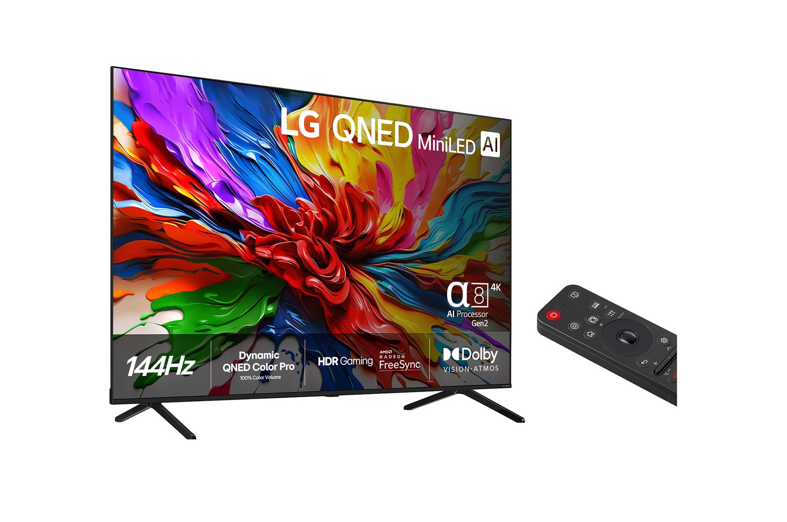 Visning bagfra af LG QNED evo QNED92 TV.