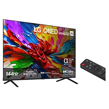 Visning bagfra af LG QNED evo QNED92 TV.