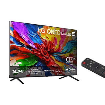 Visning bagfra af LG QNED evo QNED92 TV.