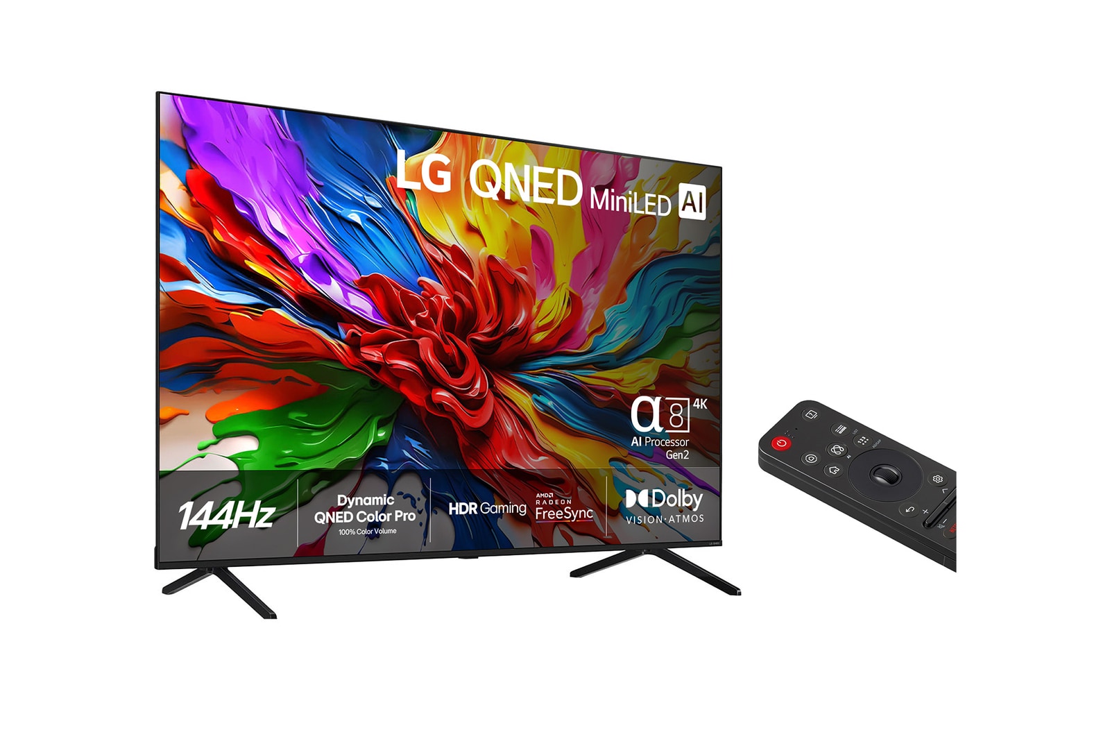 Visning bagfra af LG QNED evo QNED92 TV.